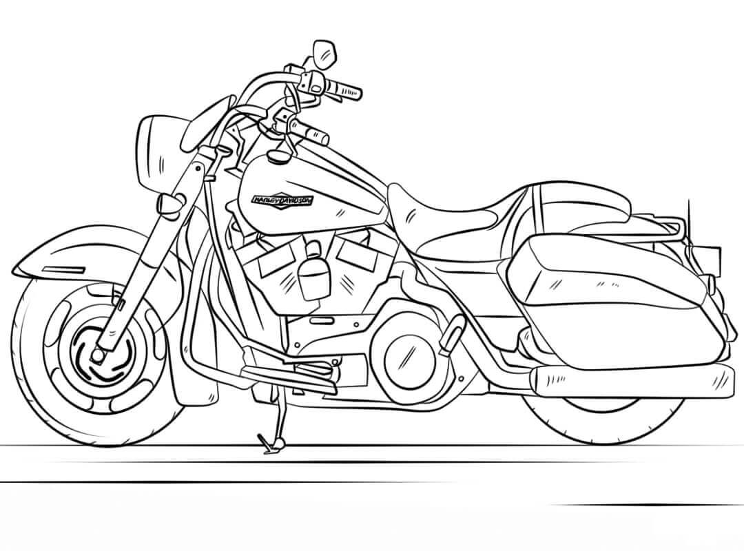 Dibujo de Harley Davidson Rey de la Carretera para Colorear