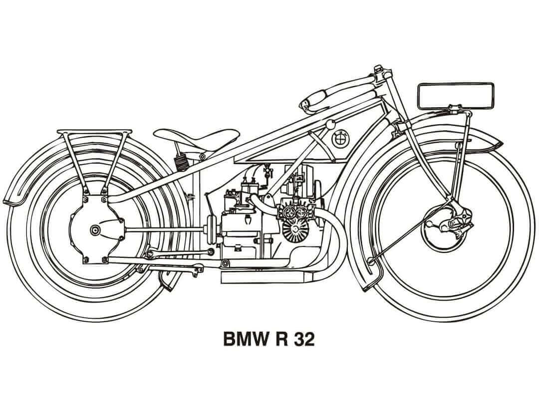 Dibujo de Motocicleta Bmw R32 para Colorear