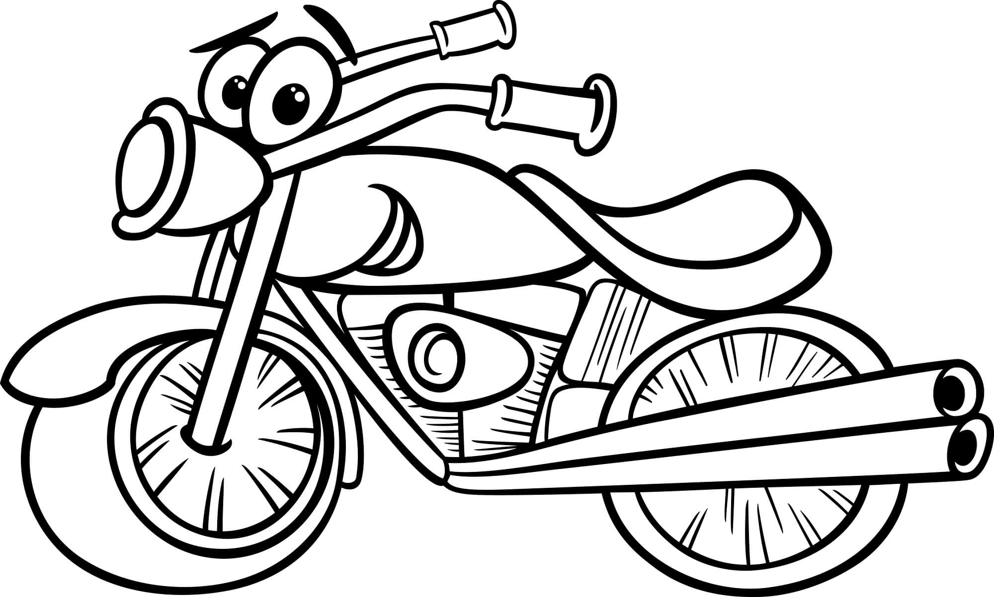 Dibujo de Motocicleta de Dibujos Animados para Colorear