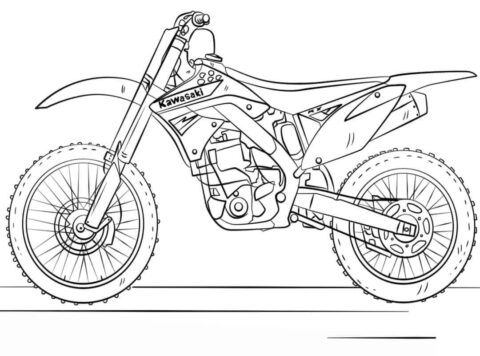 Dibujo de Motocross Kawasaki para Colorear