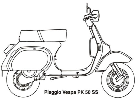 Dibujo de Scooter Piaggio Vespa para Colorear