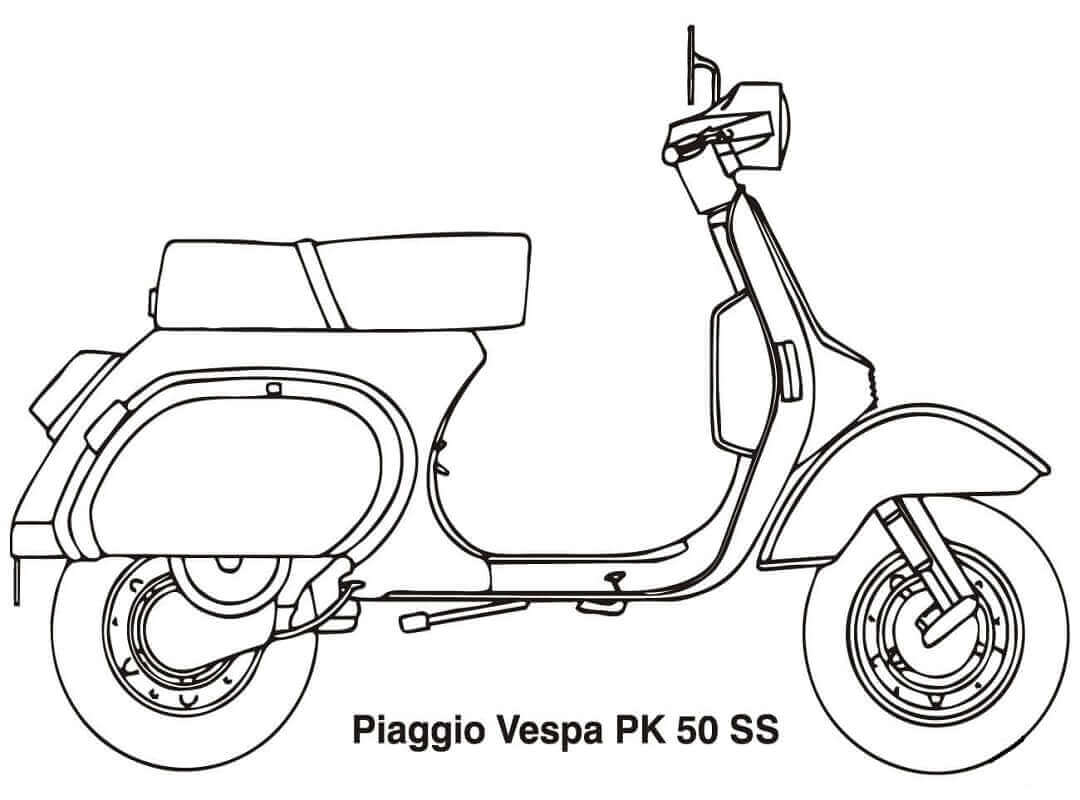Dibujo de Scooter Piaggio Vespa para Colorear