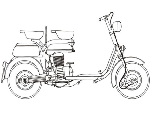Dibujo de Scooter de Motor Lambretta 125e para Colorear
