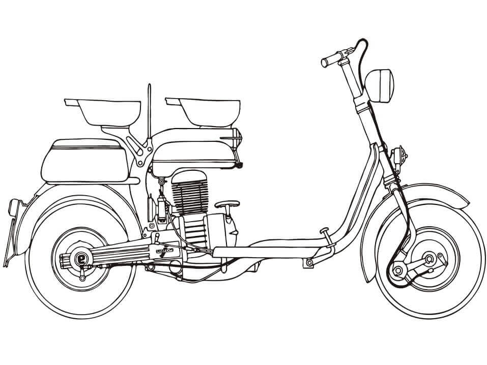 Dibujo de Scooter de Motor Lambretta 125e para Colorear