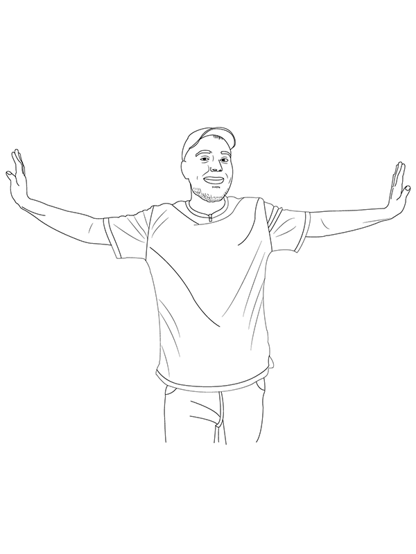 Dibujo de Página para Colorear de Mr Beast Feliz para Colorear