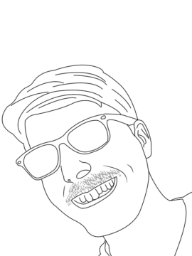 Dibujo de Página para Colorear de Mr Beast con Gafas de Sol para Colorear