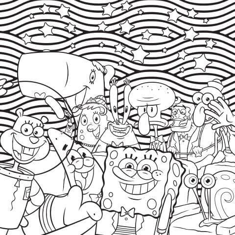 Dibujo de Don Cangrejo y Amigos Divertidos para Colorear
