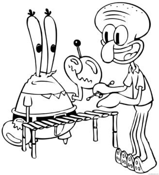 Dibujo de Don Cangrejo y Calamardo para Colorear