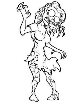 Dibujo de Zombi Femenino para Colorear