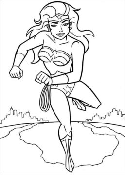 Dibujo de Mujer Maravilla Corriendo para Colorear