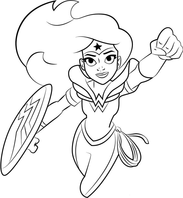 Dibujo de Mujer Maravilla Volando para Colorear