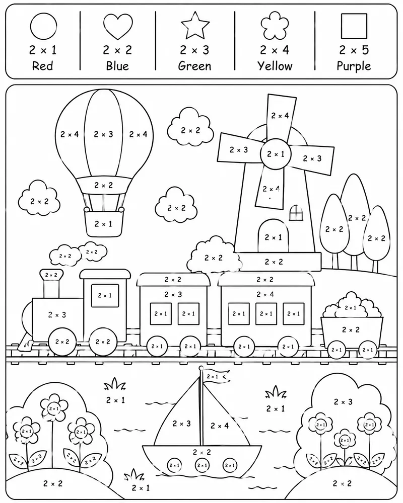 Dibujo de Multiplicacion en el Festival de Carrusel página para Colorear