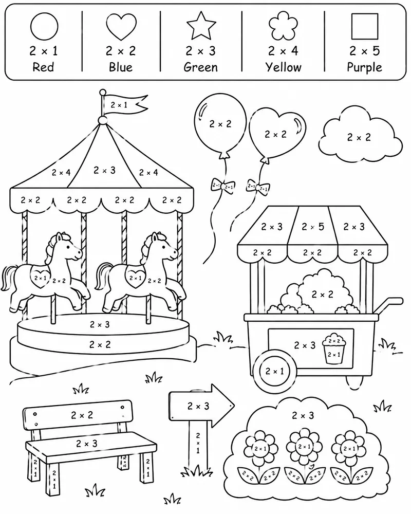 Dibujo de Multiplicacion en una Aventura en Tren página para Colorear