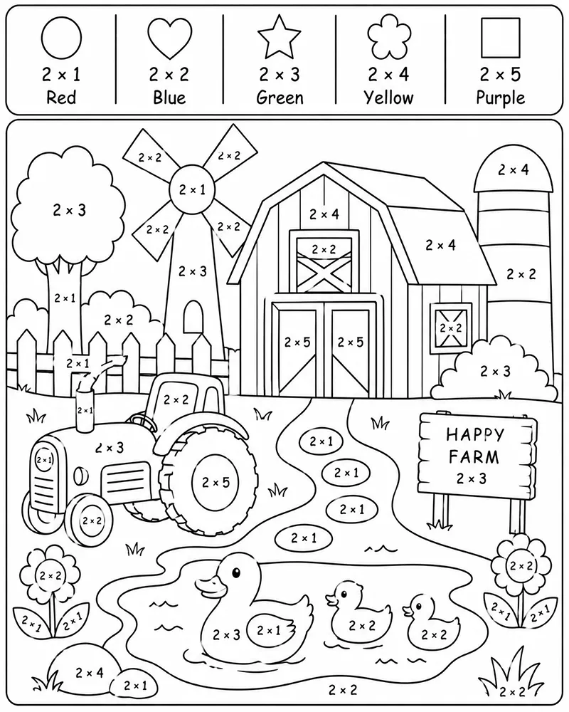 Dibujo de Tractor de Granja página para Colorear