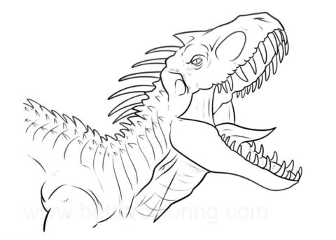 Dibujo de Indoraptor con Dientes Afilados para Colorear