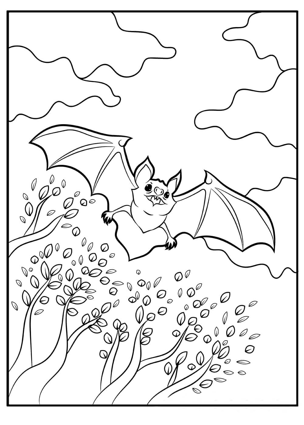 Dibujo de Murcielago Feliz para Colorear