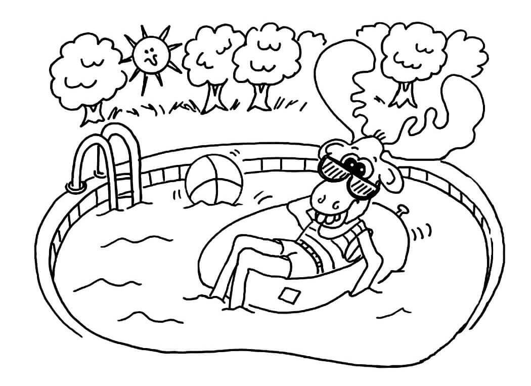 Dibujo de Ciervos en Piscina 1 para Colorear