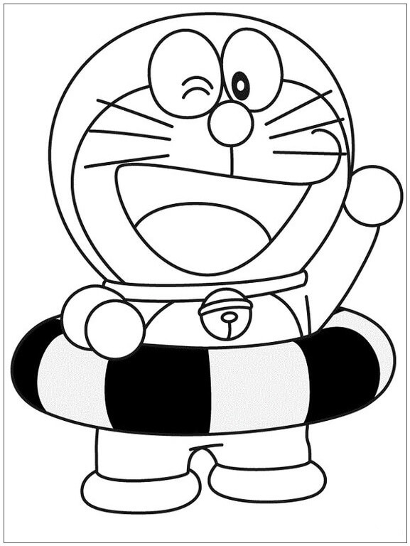 Dibujo de Doraemon Va a Nadar para Colorear