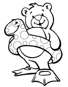 Dibujo de Oso de Peluche Va a Nadar para Colorear