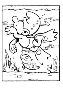 Dibujo de Pitufo Nadar para Colorear
