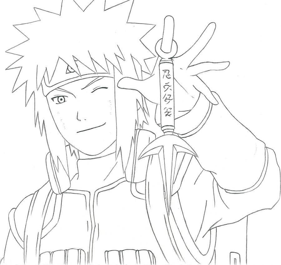 Dibujo de Cara de Minato Sonriendo para Colorear