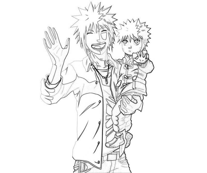 Dibujo de Minato Sosteniendo a Naruto para Colorear