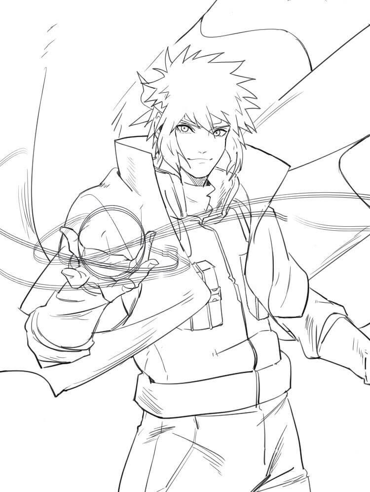Dibujo de Minato Sosteniendo el Dibujo de Rasengan para Colorear