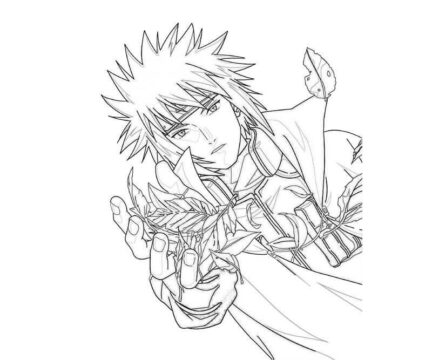 Dibujo de Minato Sosteniendo la Hoja para Colorear
