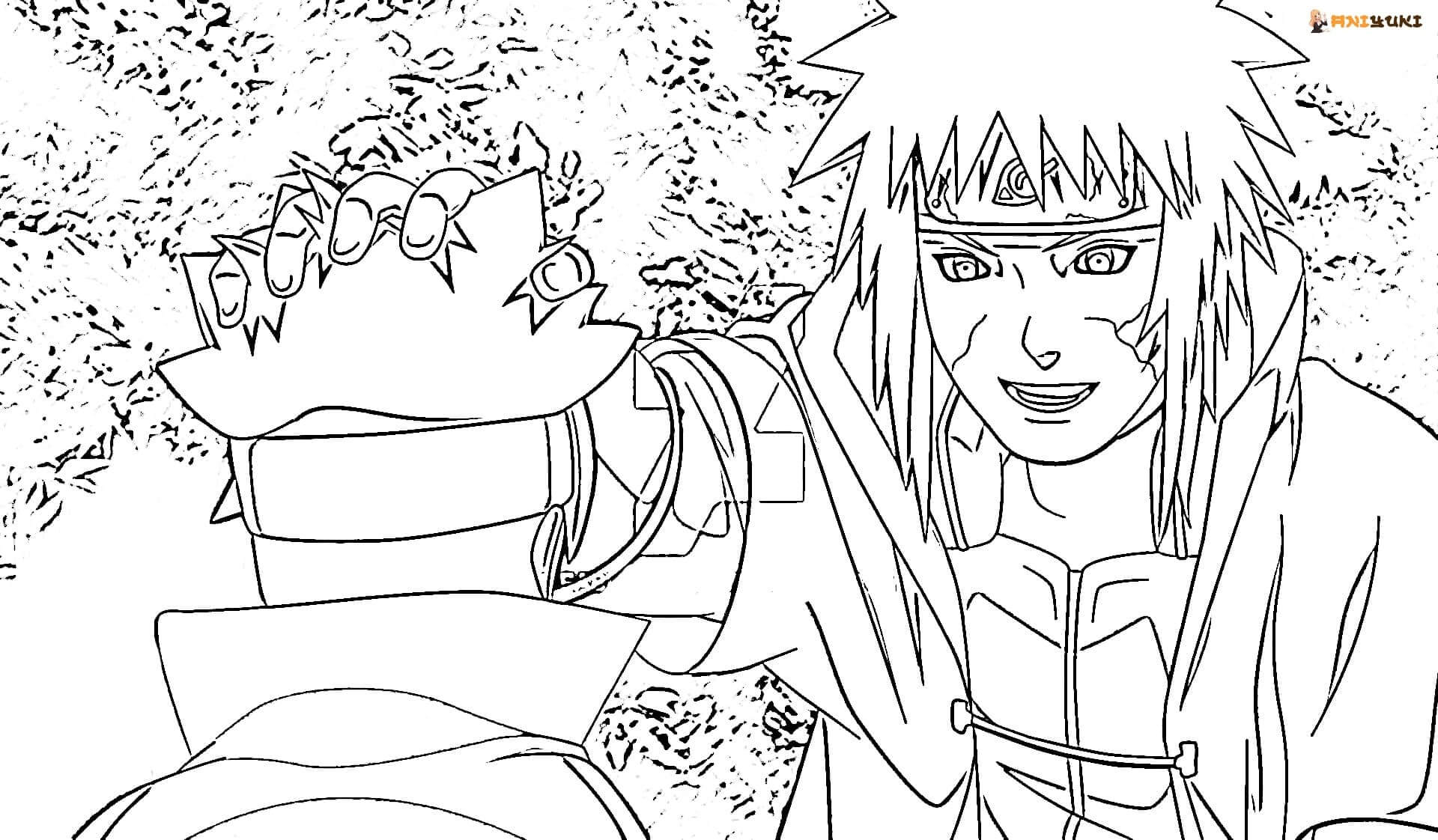 Dibujo de Minato con Naruto para Colorear