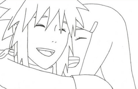 Dibujo de Minato y Kushina Graciosos para Colorear
