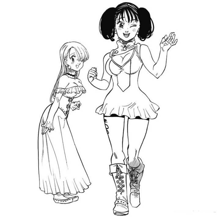 Dibujo de Elizabeth y Diane 1 para Colorear