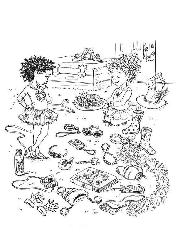 Dibujo de Fancy Nancy y Bree Se Visten para Colorear
