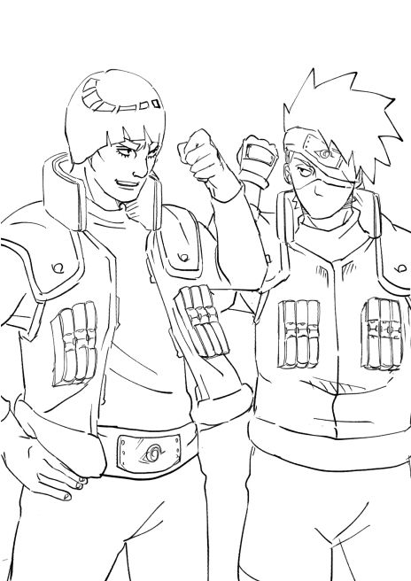 Dibujo de Chico y Kakashi para Colorear