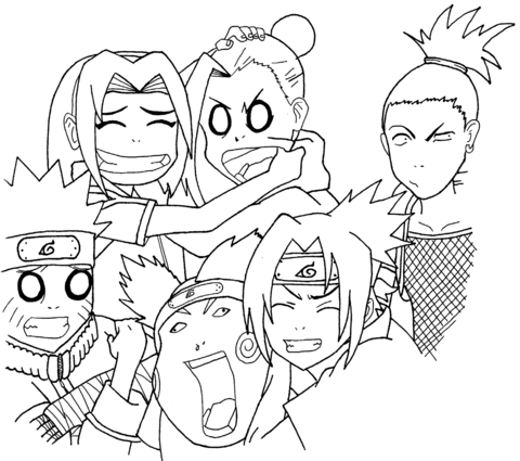 Dibujo de Equipo 7 y 10 en Naruto para Colorear