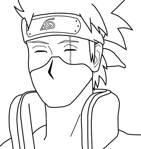 Dibujo de Kakashi Sonriendo para Colorear