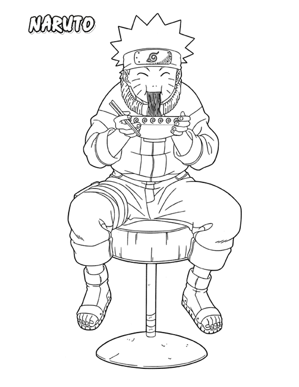 Dibujo de Naruto Comiendo Ramen para Colorear