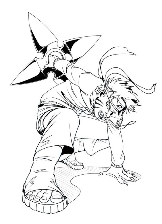 Dibujo de Naruto con Dardo para Colorear