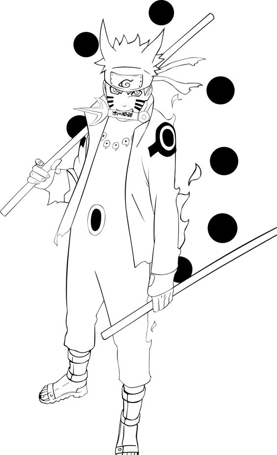 Dibujo de Naruto en el Modo Sabio de los Seis Caminos para Colorear
