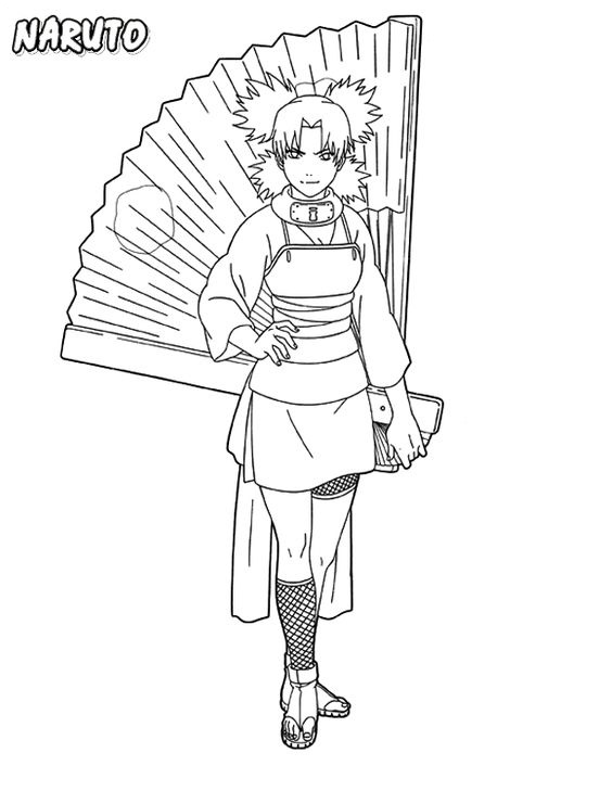 Dibujo de Temari de Naruto Shippuden para Colorear