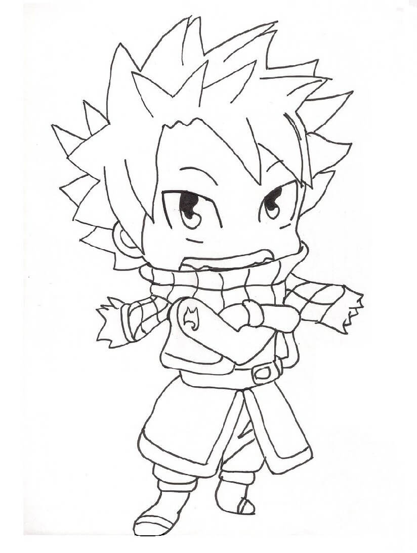 Dibujo de Chibi Natsu Sonriendo para Colorear