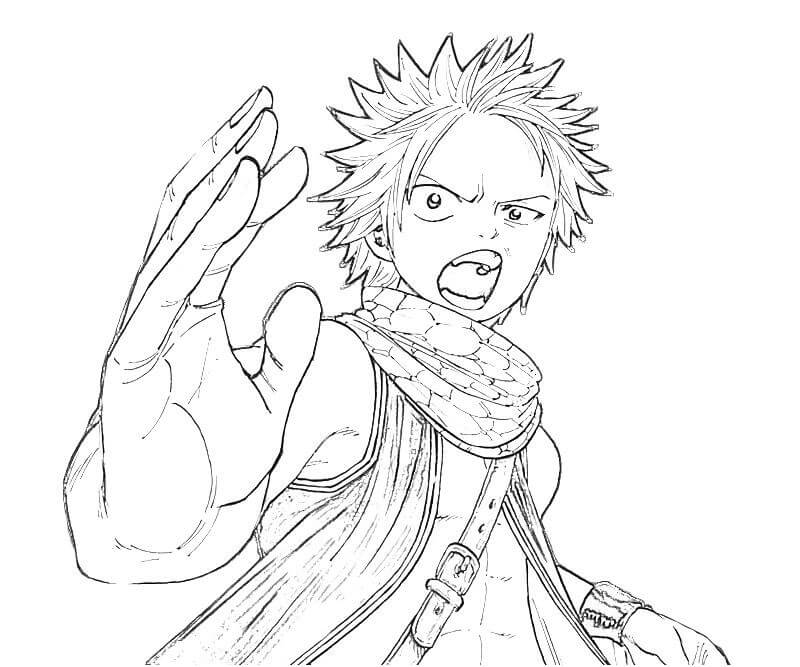 Dibujo de Lucha de Cuento de Hadas Natsu para Colorear