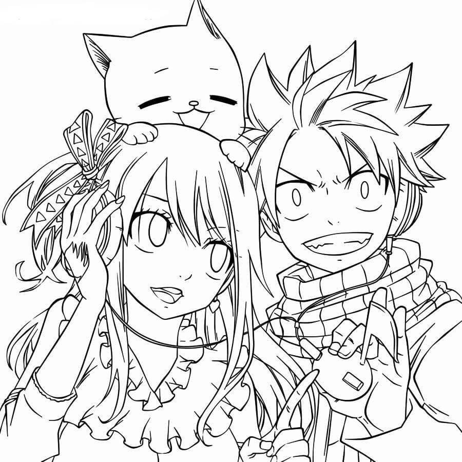 Dibujo de Natsu y Amigo para Colorear