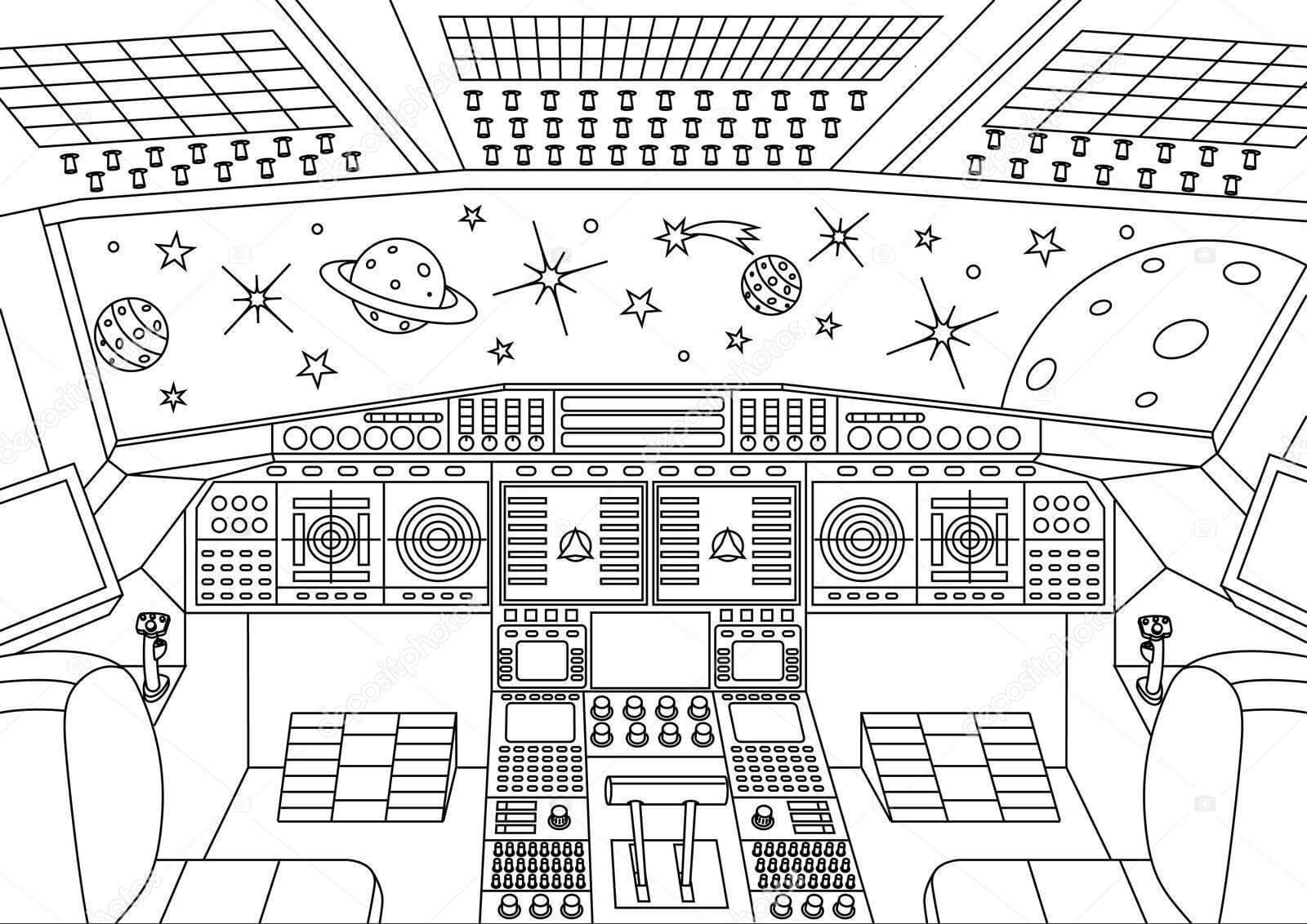 Dibujo de Interior de la Nave Espacial para Colorear