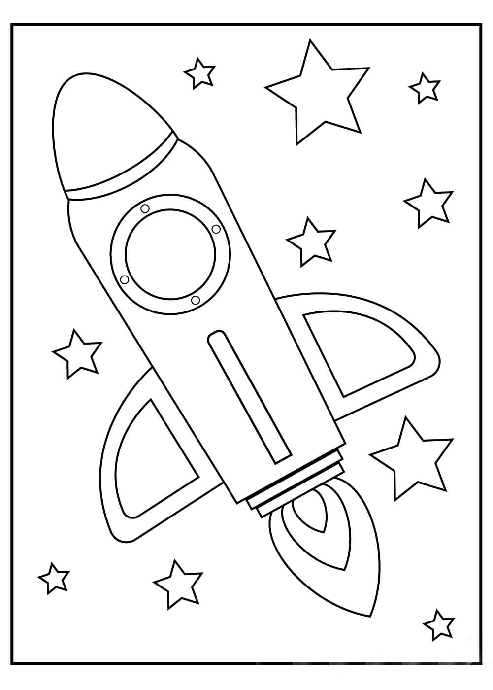 Dibujo de Nave Espacial y Estrella 1 para Colorear
