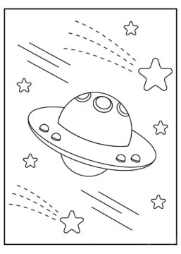 Dibujo de Ovni y Estrella para Colorear