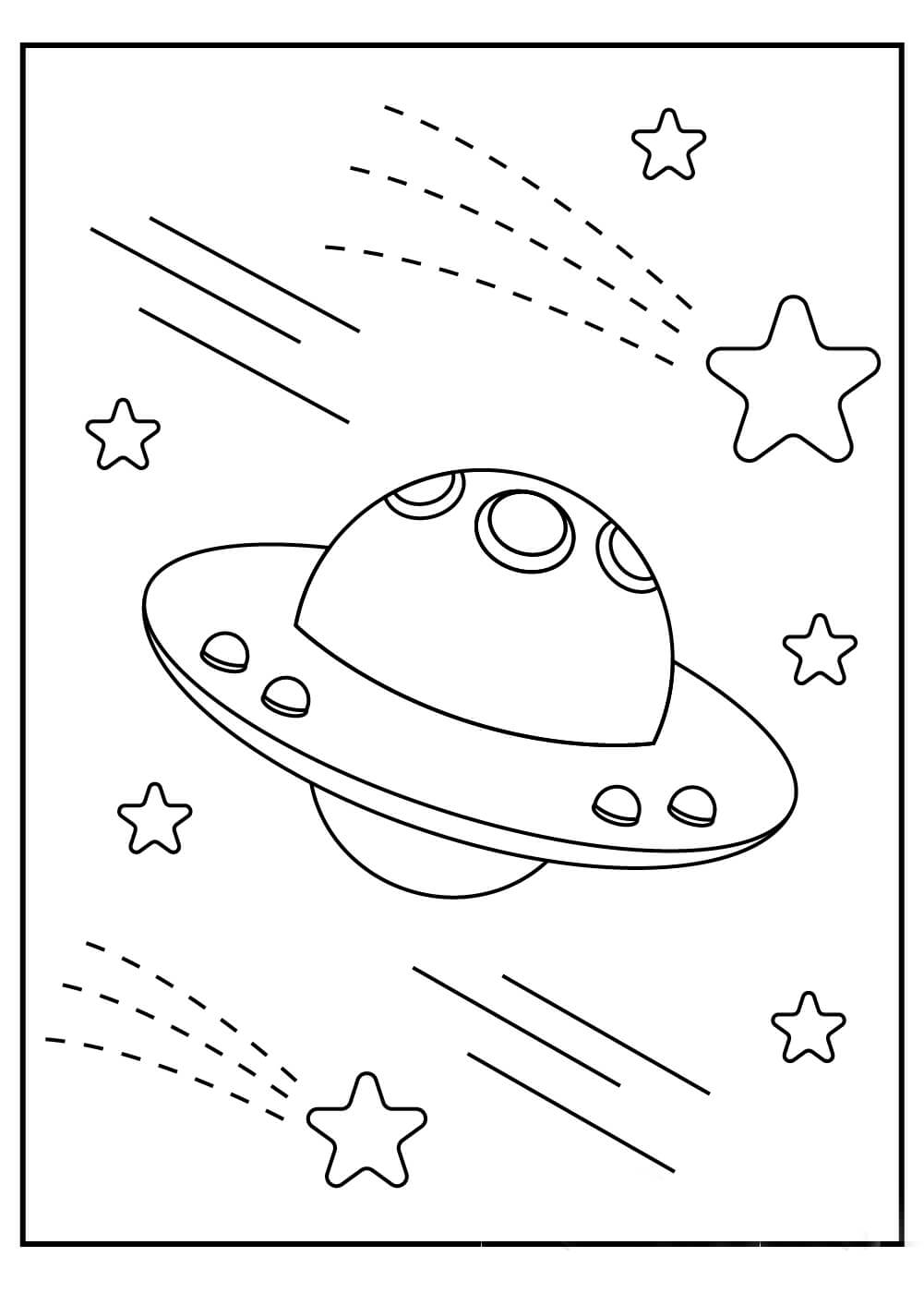Dibujo de Ovni y Estrella para Colorear