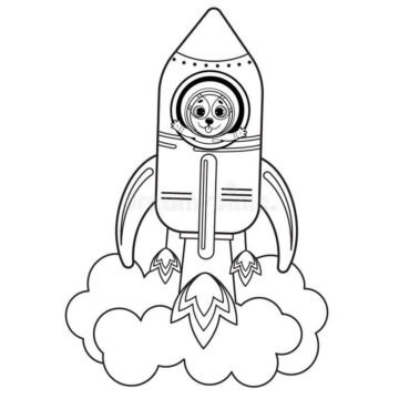 Dibujo de Perro en Nave Espacial para Colorear