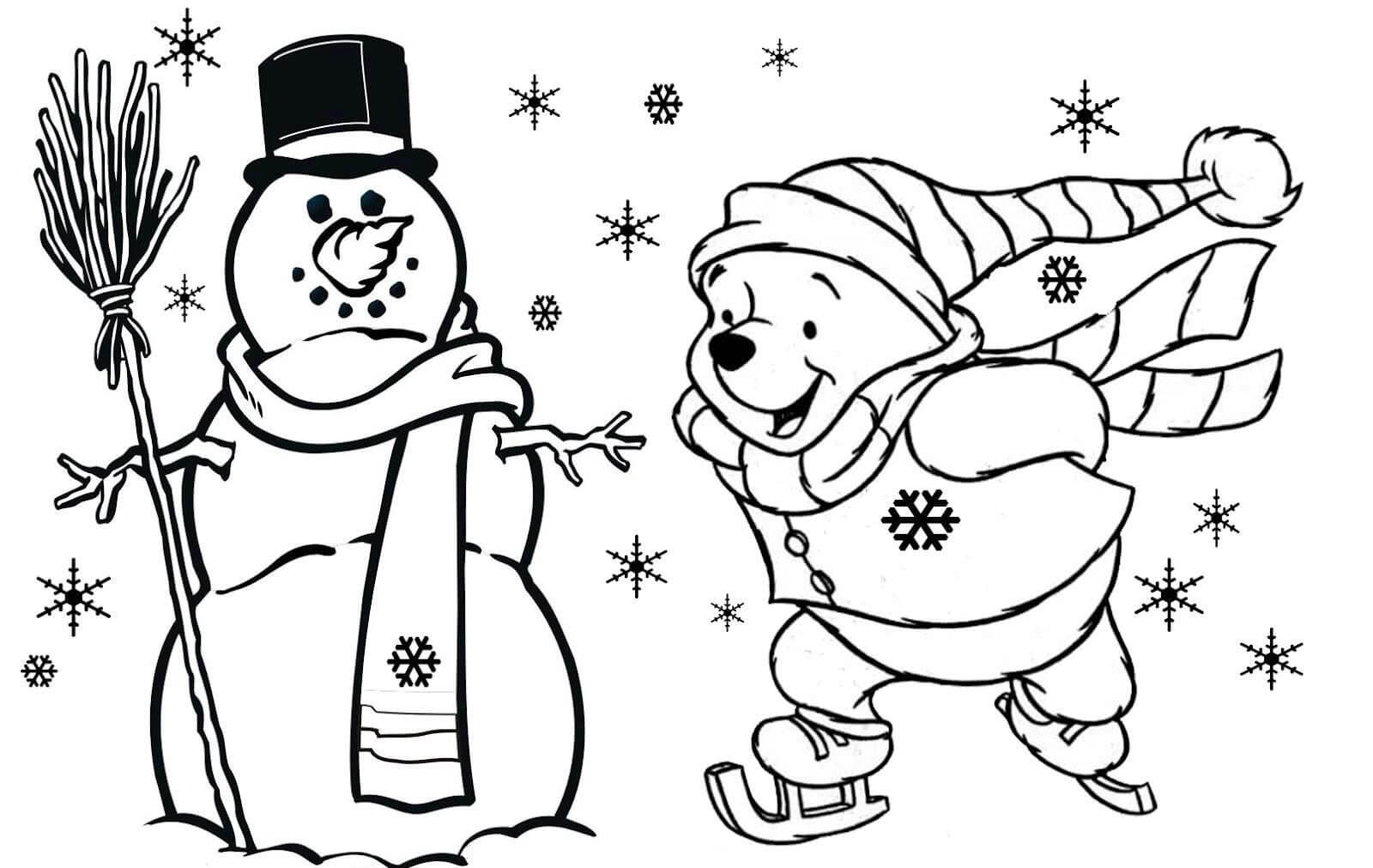 Dibujo de Patinaje Sobre Hielo Pooh para Colorear