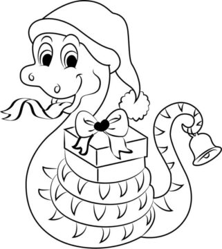 Dibujo de Serpiente de Navidad 1 para Colorear