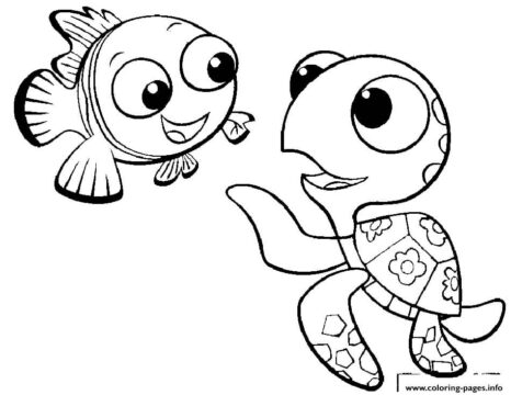 Dibujo de Nemo y Tortuga para Colorear